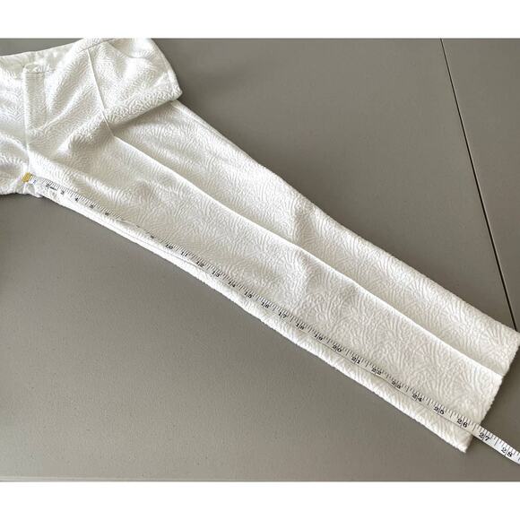 Darling Textured Pattern High Rise Straight Leg Ankle Pants White S Country Club - Picture 10 of 11
